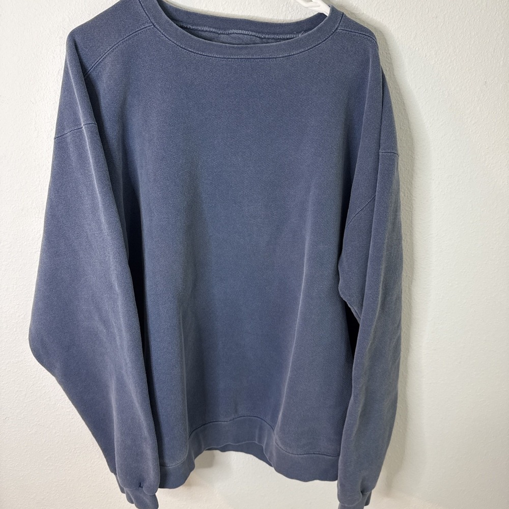Vintage Authentic Pigment Sweatshirt XXL WORN Blue Crewneck Blank Distressed
